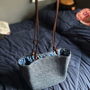 Stylish Blue Woven Tote Bag